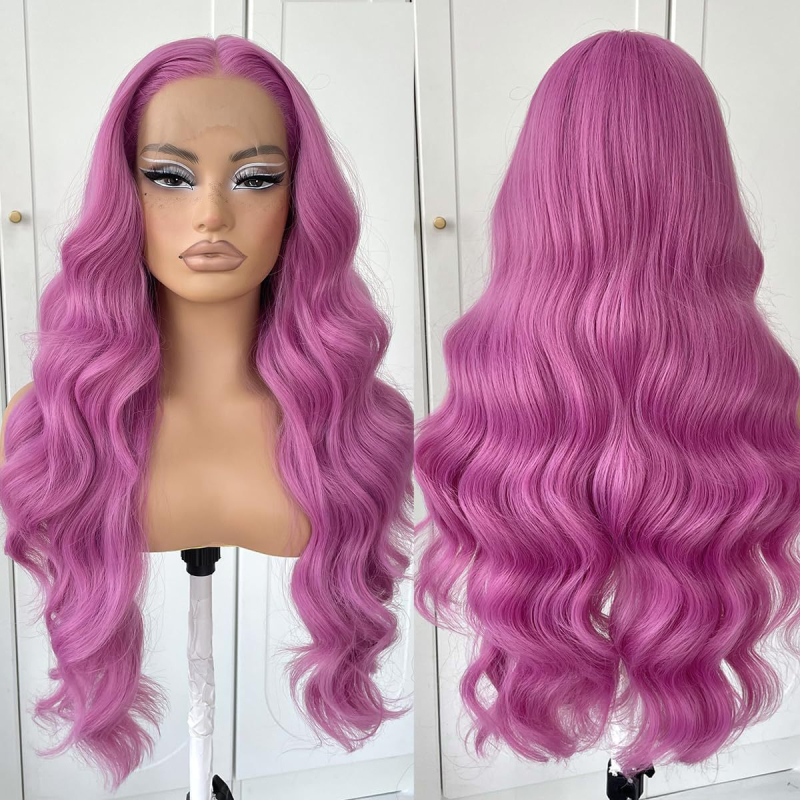 Perika s čipkastim prednjim dijelom, duga kovrčava kosa, vlakna otporna na visoke temperature, srednji dio