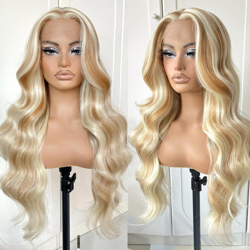 Perika s čipkastim prednjim dijelom, duga kovrčava kosa, vlakna otporna na visoke temperature, srednji dio