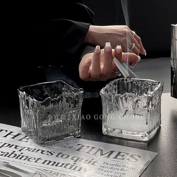 Στάχτοδοχείο με σχέδιο παγετώνα από ανοξείδωτο ατσάλι 304, μοντέρνος σχεδιασμός, κατάλληλο για σαλόνι και γραφείο