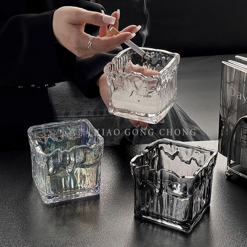 Στάχτοδοχείο με σχέδιο παγετώνα από ανοξείδωτο ατσάλι 304, μοντέρνος σχεδιασμός, κατάλληλο για σαλόνι και γραφείο