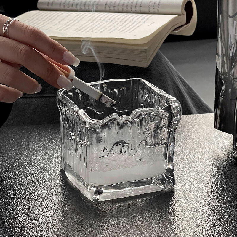 Στάχτοδοχείο με σχέδιο παγετώνα από ανοξείδωτο ατσάλι 304, μοντέρνος σχεδιασμός, κατάλληλο για σαλόνι και γραφείο