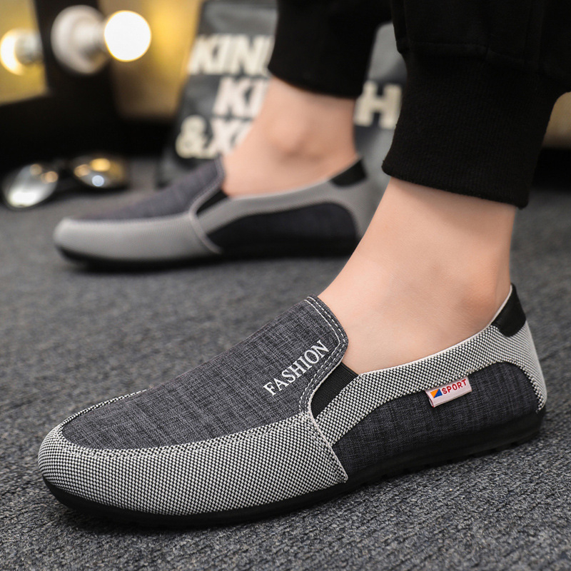 Muške platnene slip-on tenisice, casual, niski profil, okrugla nosna prstna, gumeni potplat