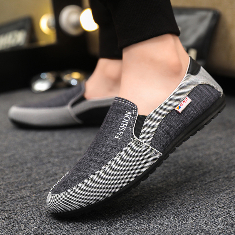 Muške platnene slip-on tenisice, casual, niski profil, okrugla nosna prstna, gumeni potplat