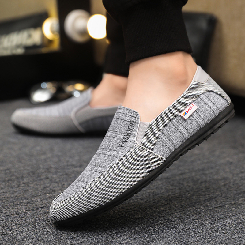 Muške platnene slip-on tenisice, casual, niski profil, okrugla nosna prstna, gumeni potplat