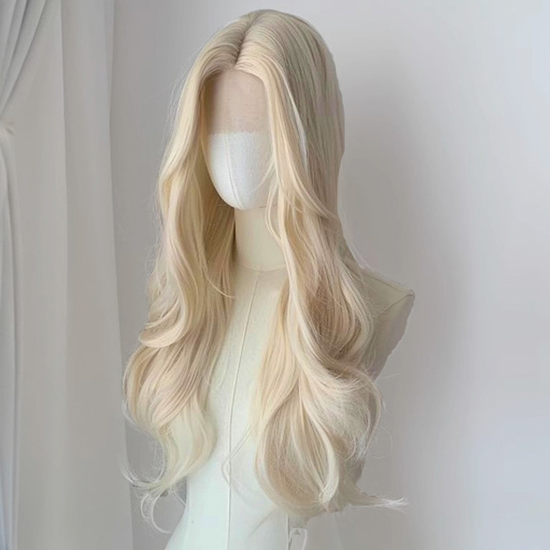 Peruka za žene s prednjom čipkom, prirodan volumen, dugi kovrčavi vlasovi sa bočne frizure, vlakna otporna na toplinu, mehanički proces izrade, nije za bojanje