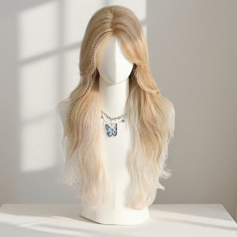 Peruka za žene s prednjom čipkom, prirodan volumen, dugi kovrčavi vlasovi sa bočne frizure, vlakna otporna na toplinu, mehanički proces izrade, nije za bojanje