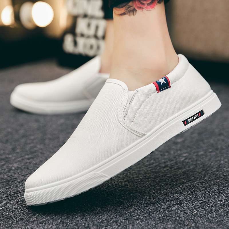 Muške casual tenisice od platna, slip-on, prozračne, srednje visine, kožni zaštitnik prsta, gumena potplat