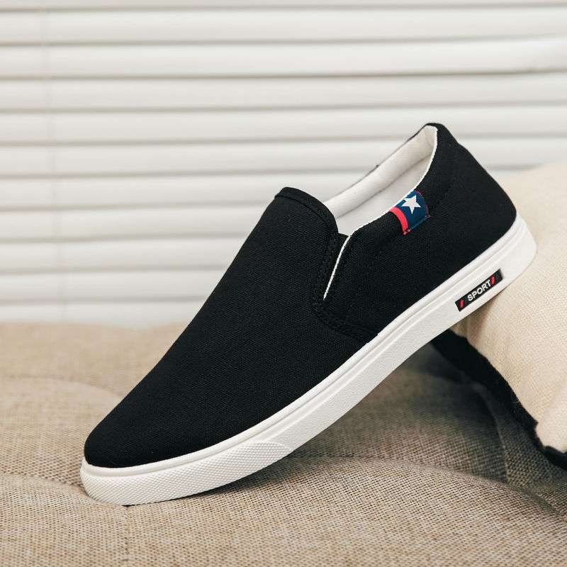 Muške casual tenisice od platna, slip-on, prozračne, srednje visine, kožni zaštitnik prsta, gumena potplat