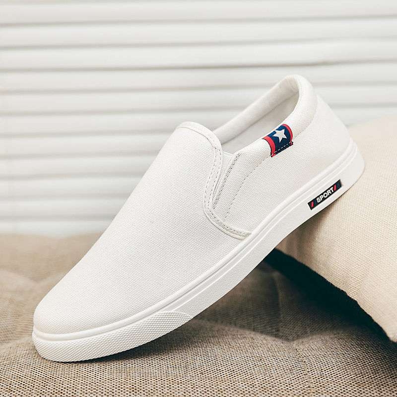 Muške casual tenisice od platna, slip-on, prozračne, srednje visine, kožni zaštitnik prsta, gumena potplat