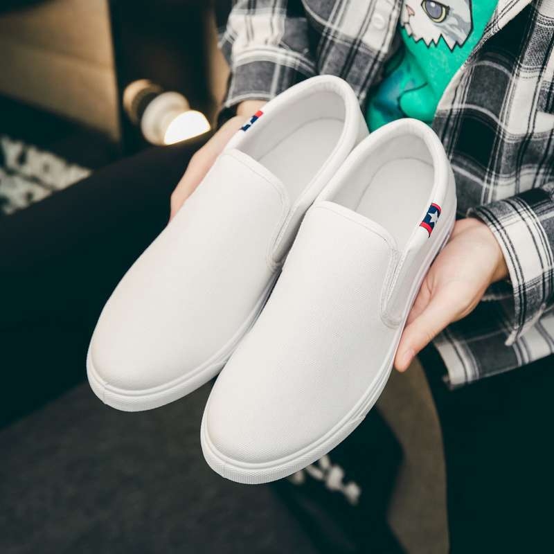 Muške casual tenisice od platna, slip-on, prozračne, srednje visine, kožni zaštitnik prsta, gumena potplat