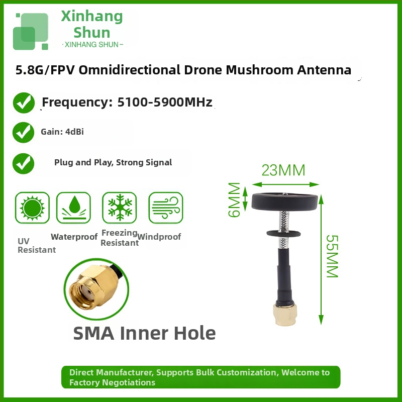 FPV drón antenna 5.8G, gombafej, vízálló, robbanásbiztos, omnidirekcionális jel-erősítő