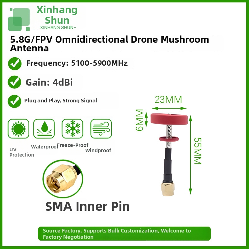 FPV drón antenna 5.8G, gombafej, vízálló, robbanásbiztos, omnidirekcionális jel-erősítő