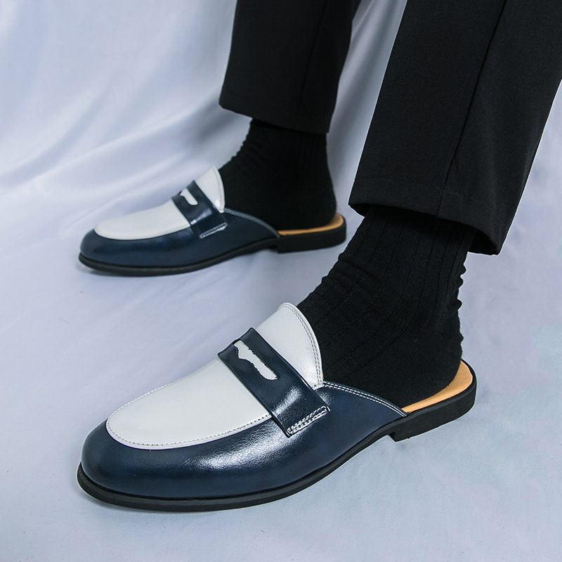 Muške loafers bez pete – PU gornja; gumena potplat; britanski stil; slip-on bez vezica; ljeto 2025