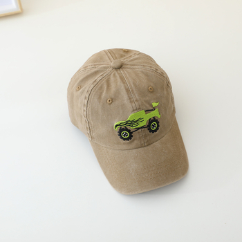 Παιδικό καπέλο μπέιζμπολ με κέντημα σε σχέδιο pickup truck, καμπύλη γείσο, κυρτός θόλος, βαμβακερό ύφασμα πάνω από 96%, κατάλληλο για ηλικίες 2-6 ετών