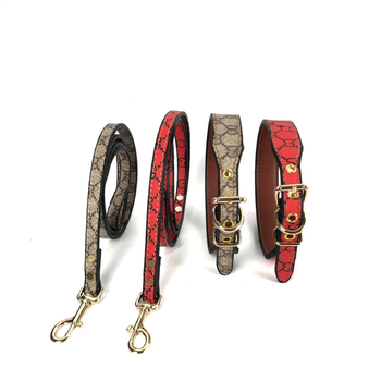 Póráz és nyakörv kutyák és macskák számára, PU bőr, trend mintázat, nem nyújtható