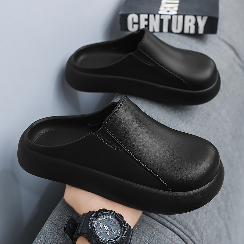 Muške vodootporne papuče za kućnu upotrebu, slip-on, PU gornji dio, gumena potplata