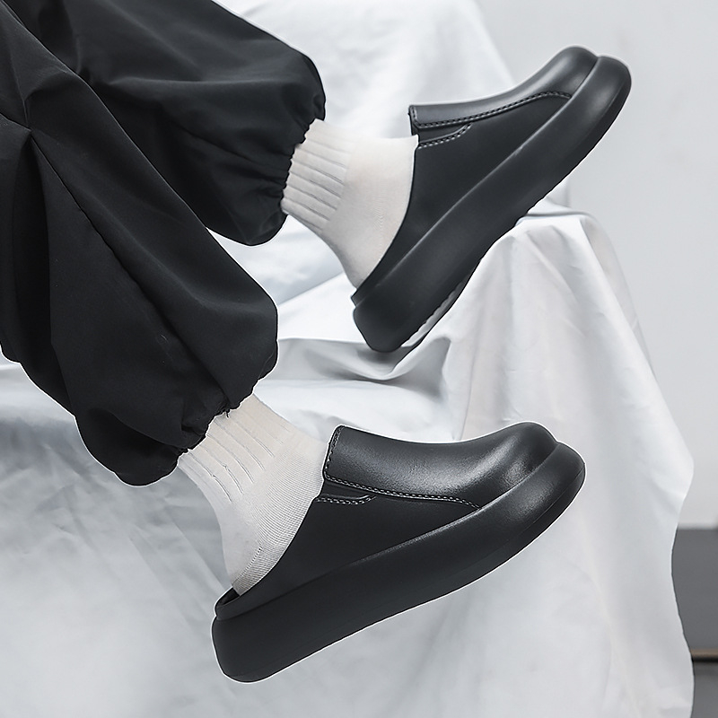 Muške vodootporne papuče za kućnu upotrebu, slip-on, PU gornji dio, gumena potplata