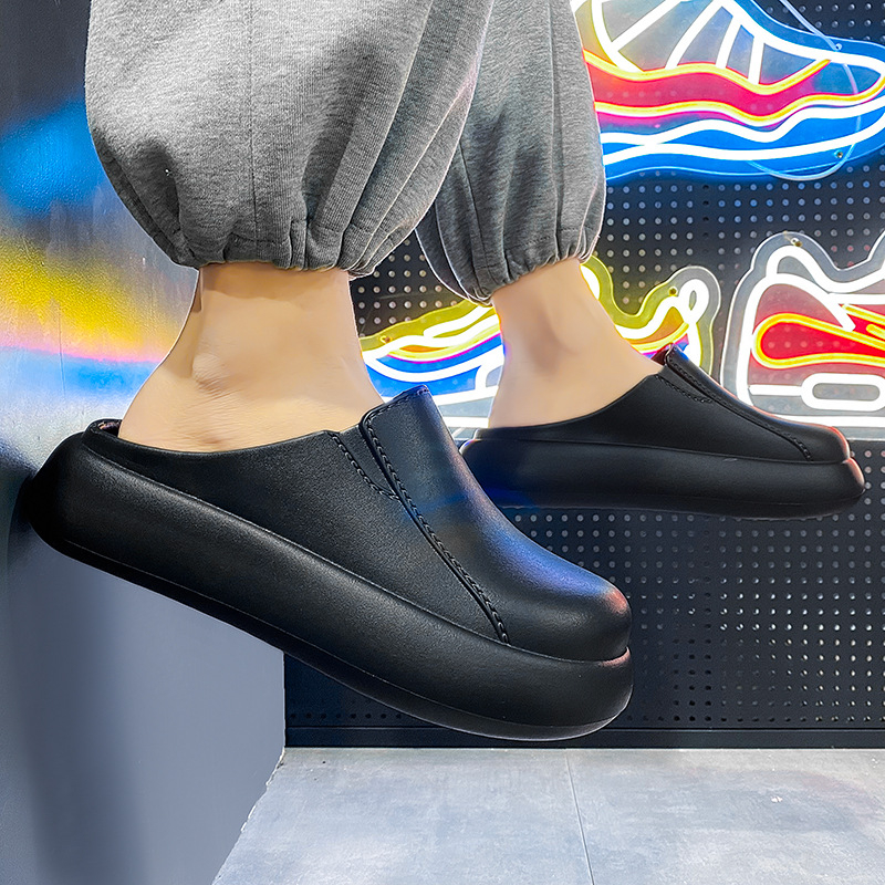 Muške vodootporne papuče za kućnu upotrebu, slip-on, PU gornji dio, gumena potplata
