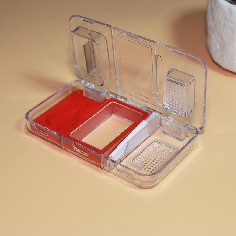 Mini kutija za tablete: troje u jedan, prenosni rezač i mljevenje s odvojenim odjeljcima; materijali: PP/PC/nerđajući čelik/silikon