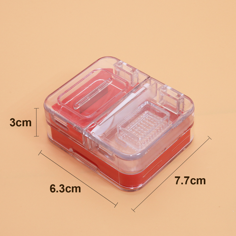 Mini kutija za tablete: troje u jedan, prenosni rezač i mljevenje s odvojenim odjeljcima; materijali: PP/PC/nerđajući čelik/silikon