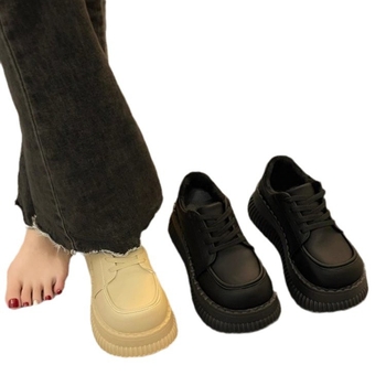 Platforma loafer britskog stila od velura, okrugla prst, bočni zip, srednji đon 3-5 cm, gumeni đon, zimska obuća