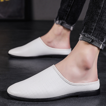 Muške kožne slip-on sandale s gumenom potplatom, proljeće 2025, casual obuća