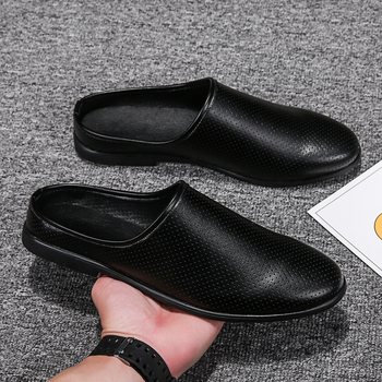 Muške kožne slip-on sandale s gumenom potplatom, proljeće 2025, casual obuća