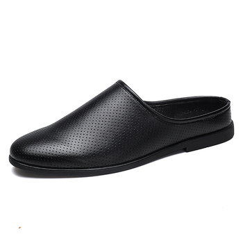 Muške kožne slip-on sandale s gumenom potplatom, proljeće 2025, casual obuća