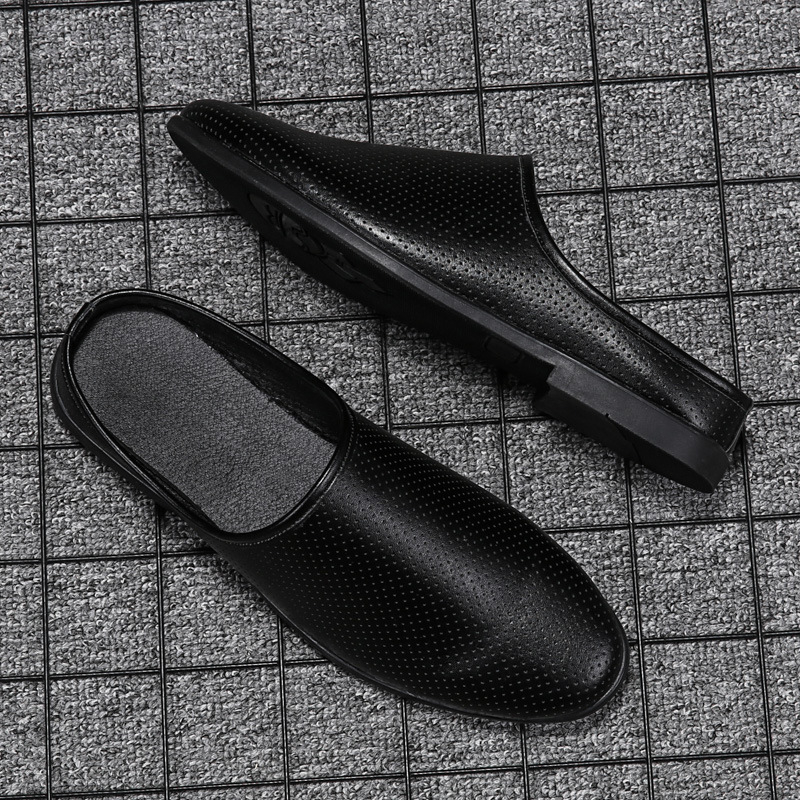 Muške kožne slip-on sandale s gumenom potplatom, proljeće 2025, casual obuća