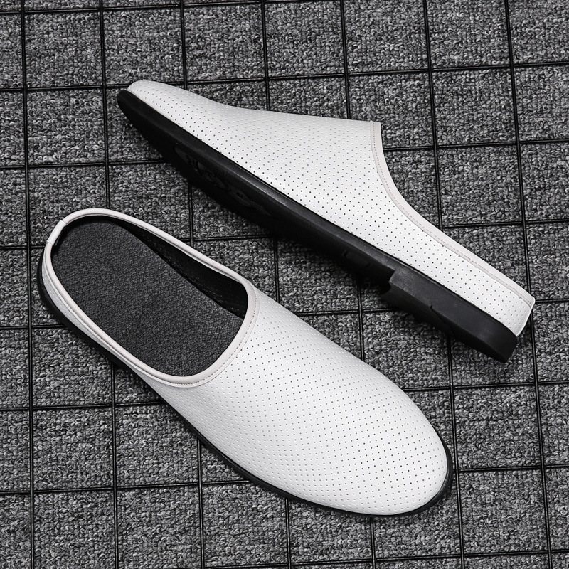 Muške kožne slip-on sandale s gumenom potplatom, proljeće 2025, casual obuća