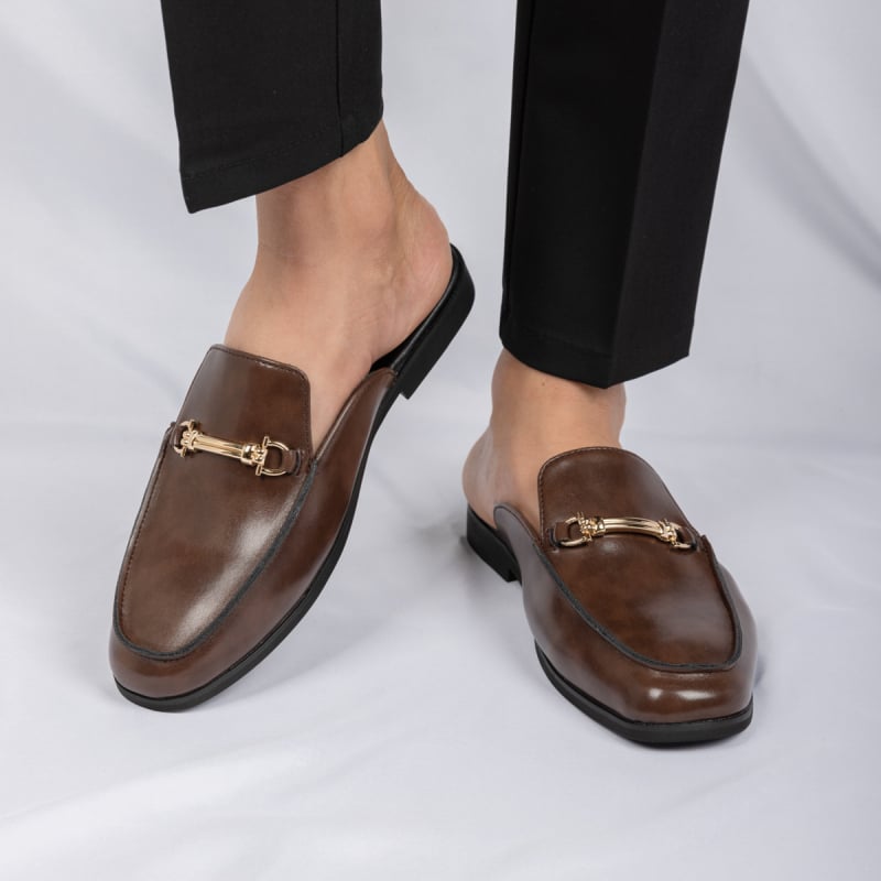 Muške papuče s zatvorenim prstom - Slip-On, PU gornji dio, gumeni potplat, ljeto 2025