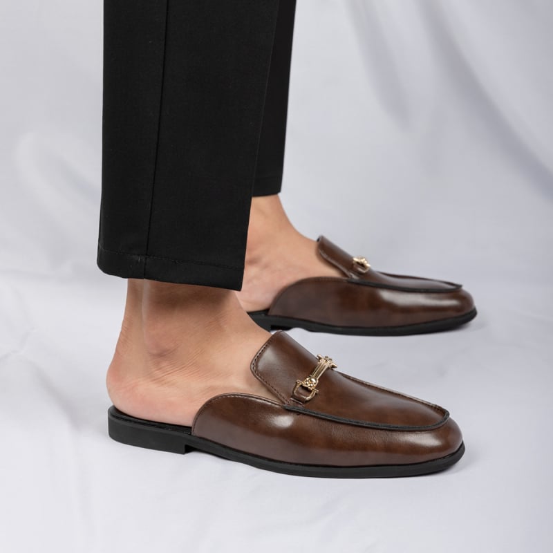Muške papuče s zatvorenim prstom - Slip-On, PU gornji dio, gumeni potplat, ljeto 2025