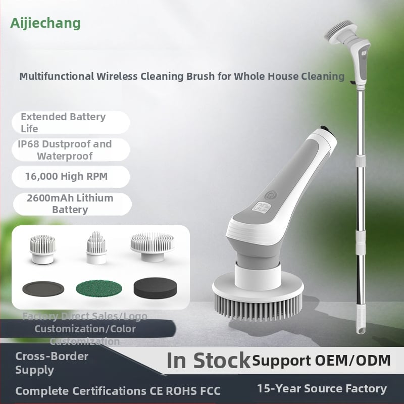 Ασύρματη ηλεκτρική βούρτσα καθαρισμού για οικιακή χρήση – με χειρολαβή, ψηφιακή οθόνη, πλαστικό σώμα, για ενυδρείο, κουζίνα και μπάνιο, μάρκα Aijiechang