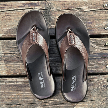 Muške flip-flop natikače od kože prvog sloja, ljeto, opušten stil, EVA đon