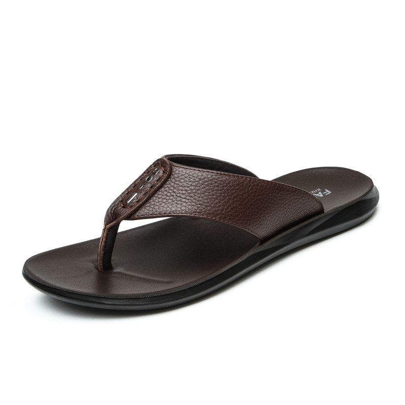 Muške flip-flop natikače od kože prvog sloja, ljeto, opušten stil, EVA đon