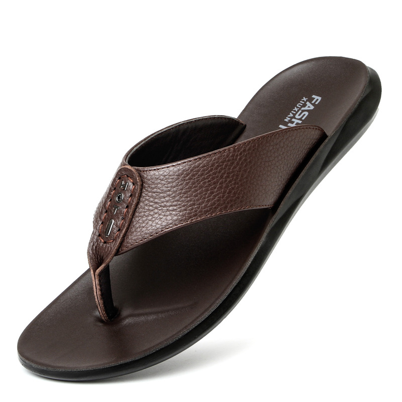 Muške flip-flop natikače od kože prvog sloja, ljeto, opušten stil, EVA đon
