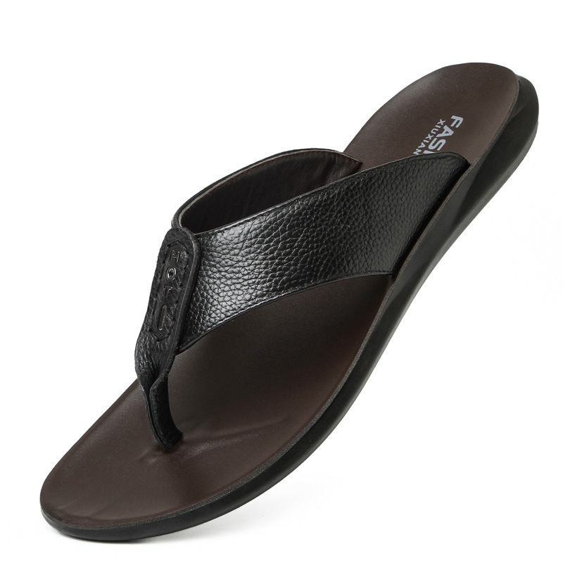 Muške flip-flop natikače od kože prvog sloja, ljeto, opušten stil, EVA đon