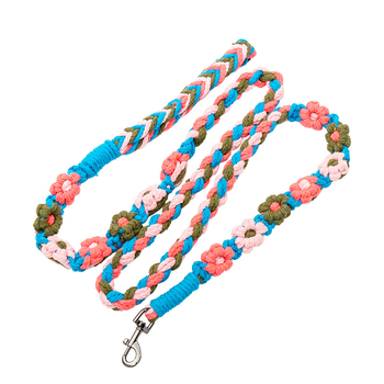 Ručni pleteni kaiš za pse s cvjetnim uzorkom, protuklizan, siguran za ruke, fiksne duljine, pamuk