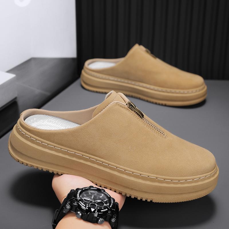 Muške slip-on platform tenisice za vanjsku upotrebu, korejska verzija, 2025 proljeće-jesen, debela platforma za povećanje visine, gornji dio od nubuka, gumena potplata, injekcijski oblikovan potplat