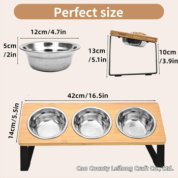 Ξύλινο Ράφι Για Πιάτα Γάτας Με Κεκλιμένο Σχέδιο, Αντι-Ανατροπή, Χειροκίνητη Τροφοδοσία