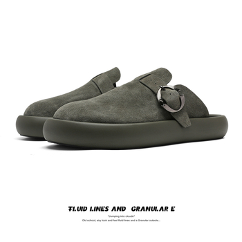 Muške papuče inspirirane Birkenstock, zatvorenim vrhom, ručno izrađene, velur završetak, minimalistički korejski stil
