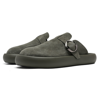 Muške papuče inspirirane Birkenstock, zatvorenim vrhom, ručno izrađene, velur završetak, minimalistički korejski stil