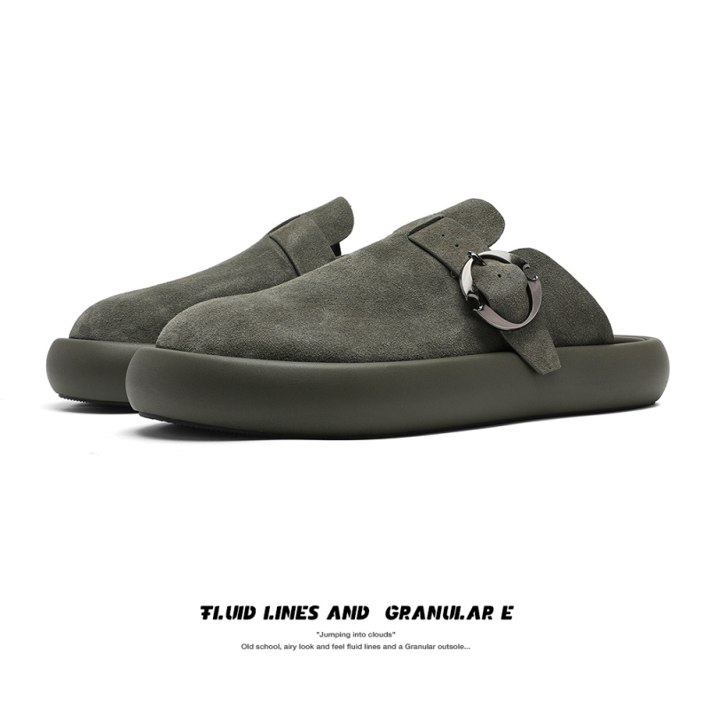 Muške papuče inspirirane Birkenstock, zatvorenim vrhom, ručno izrađene, velur završetak, minimalistički korejski stil