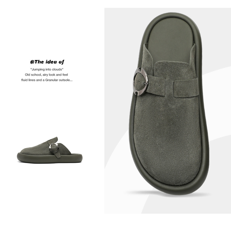 Muške papuče inspirirane Birkenstock, zatvorenim vrhom, ručno izrađene, velur završetak, minimalistički korejski stil