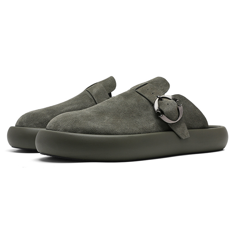Muške papuče inspirirane Birkenstock, zatvorenim vrhom, ručno izrađene, velur završetak, minimalistički korejski stil