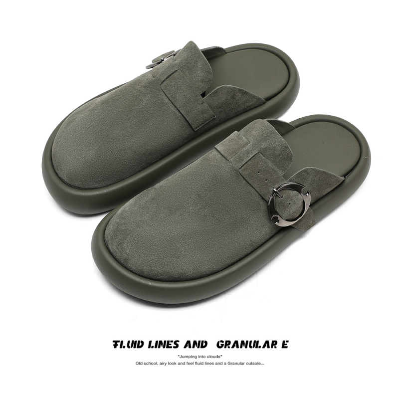 Muške papuče inspirirane Birkenstock, zatvorenim vrhom, ručno izrađene, velur završetak, minimalistički korejski stil