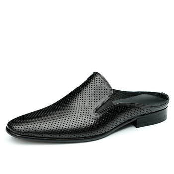 Muške papuče od prave kože sa zatvorenim vrhom, korejskog stila, poslovno casual stil, gumeni potplat