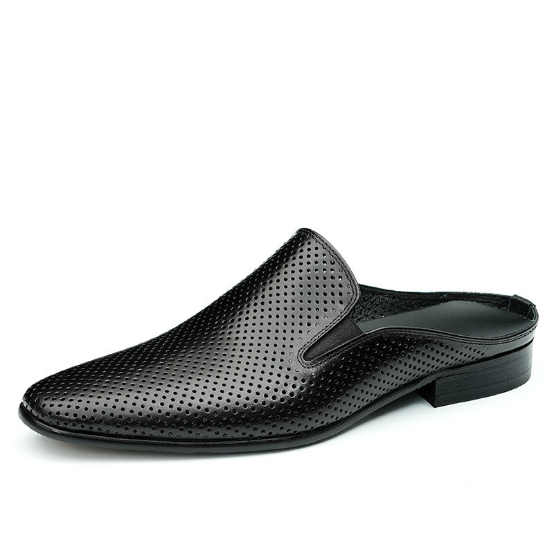 Muške papuče od prave kože sa zatvorenim vrhom, korejskog stila, poslovno casual stil, gumeni potplat