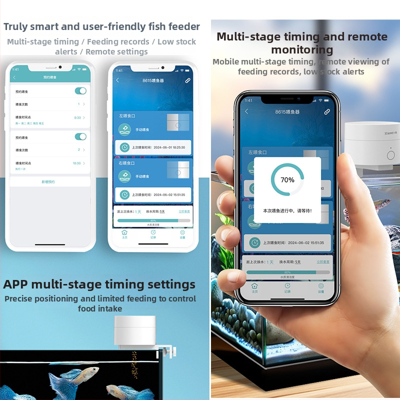 Peaceful Treasure Πλαστικός Αυτόματος Τροφοδότης Ενυδρείου με Χρονοδιακόπτη – Πλήρες Σετ, Αντιεμπλοκής, Ultra‑Μικρός