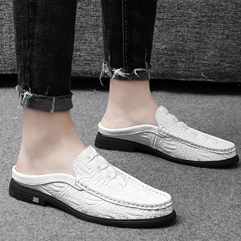 Muške kožne slip-on tenisice, dvostruki gornji dio od kravljje kože, gumeni potplat, ležerni stil